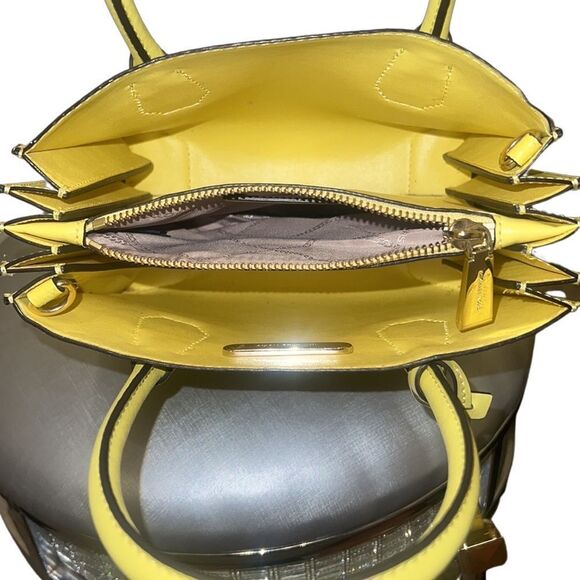 Michael Kors Yellow Sunshine Mercer Medium Leather Satchel Top Handle + strap - Picture 7 of 10